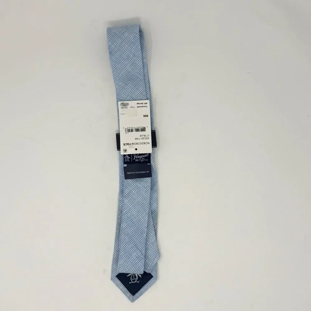 Original Penguin by Munsingwear Light Blue Houndstooth Necktie Slim Tie NWT